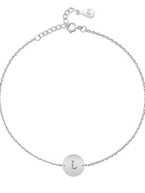 Minimalist Stainless Steel Initial “L” Bracelet Adjustable Dainty Silver Tone